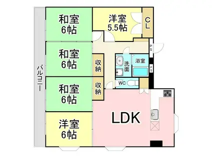 フジエホワイトローザ熊谷(5LDK/6階)の間取り写真