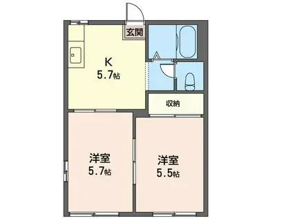 ハイツ 友成 C(2K/1階)の間取り写真