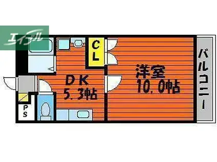 サニーコスモII(1DK/2階)の間取り写真