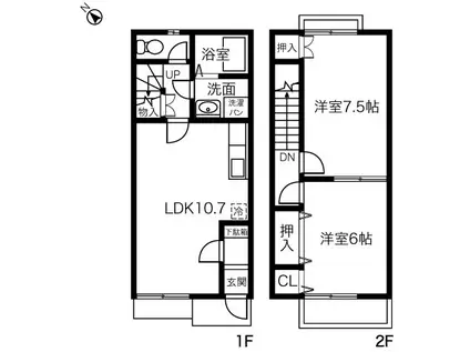 GRACIA(2LDK/1階)の間取り写真