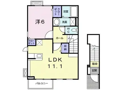 グレイス(1LDK/2階)の間取り写真