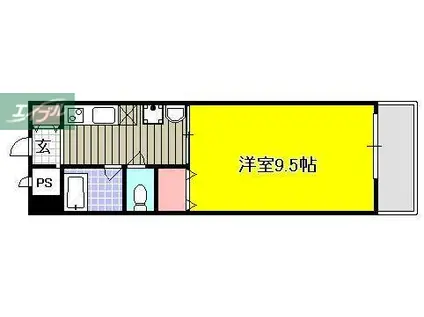 オーランド富田町(1K/2階)の間取り写真