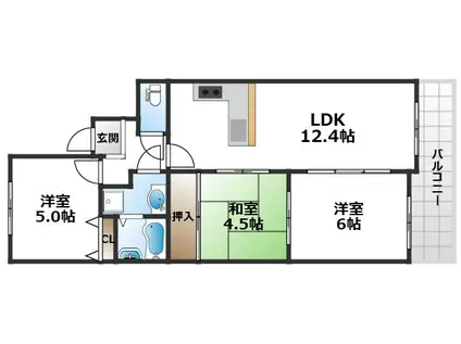 リブレ刀根山(3LDK/3階)の間取り写真