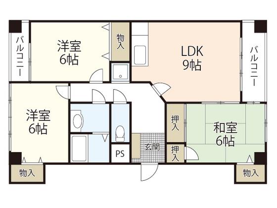 ルネス21(3LDK/2階)の間取り写真