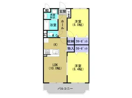 ユーミーEBINUMA(2LDK/2階)の間取り写真