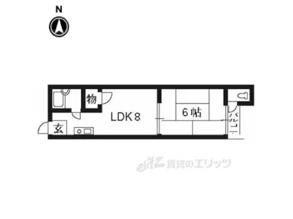 近鉄京都線 富野荘駅 徒歩3分 1階建 築52年(2K/1階)の間取り写真