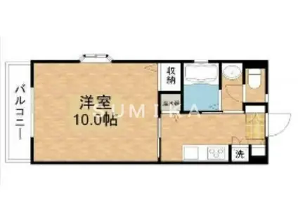 ピトレスクいづし(1K/1階)の間取り写真