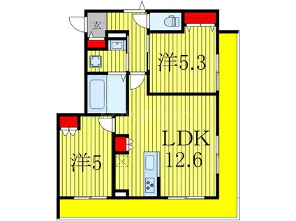 シャルマン柏の葉(2LDK/2階)の間取り写真