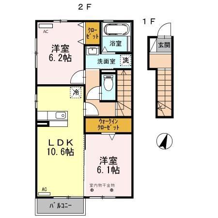 AフラッツA(2LDK/2階)の間取り写真