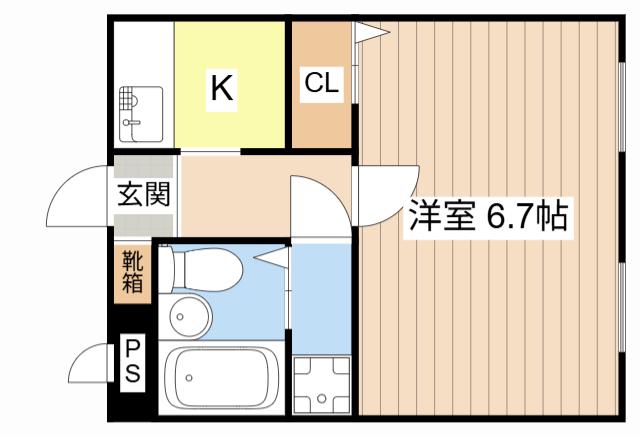 センターコート(1K/4階)の間取り写真