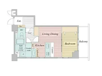 芝公園アパートメント(1LDK/2階)の間取り写真