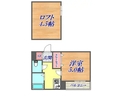 アグレアーブル塚口(1K/1階)の間取り写真