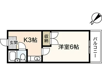 シャンテ長束(1K/4階)の間取り写真