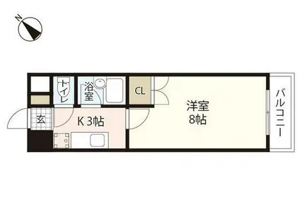 カーナ西田(1K/6階)の間取り写真