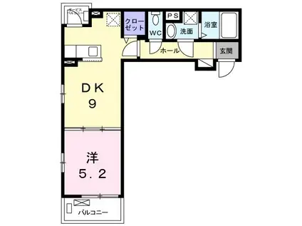 コンヴァージ岸部(1LDK/2階)の間取り写真