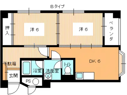 ニューエメラルドマンション(2DK/3階)の間取り写真