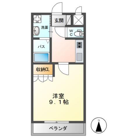 シャトレひだまり(1K/2階)の間取り写真