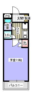 エメローズ千田(1K/1階)の間取り写真