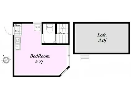ユナイト川崎シープレーリーZ(ワンルーム/1階)の間取り写真