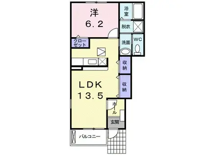 ベルタウンI(1LDK/1階)の間取り写真