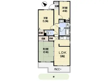 ウイ・ジュール毛利台(3LDK/1階)の間取り写真