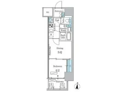 パークアクシス名古屋山王一丁目(1DK/8階)の間取り写真