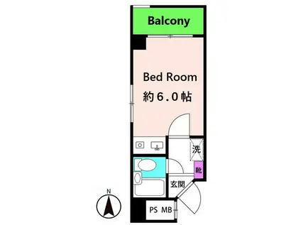 GARDEN SQUARE MUKOUGAOKAI(ワンルーム/2階)の間取り写真