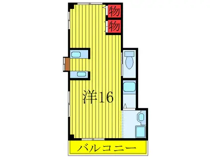 ハイツ今埜(ワンルーム/2階)の間取り写真