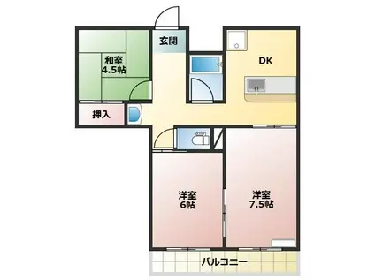 エントランスマンション(3DK/2階)の間取り写真