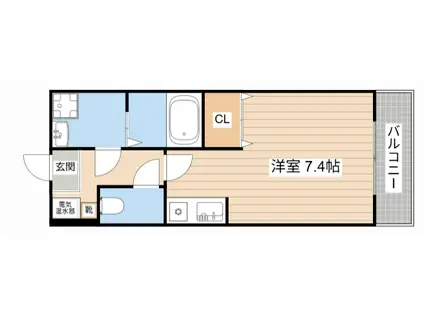 エクセル田中 W棟(ワンルーム/2階)の間取り写真