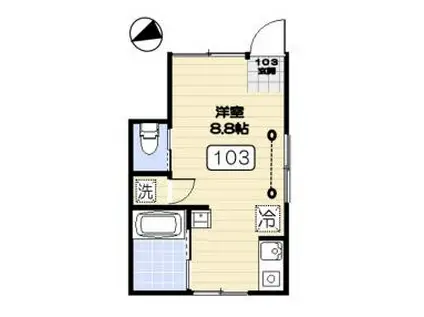 BLANC COULEUR ブランクルール(ワンルーム/1階)の間取り写真