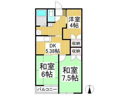 ロイヤルレジデンス六暮(3DK/2階)の間取り写真