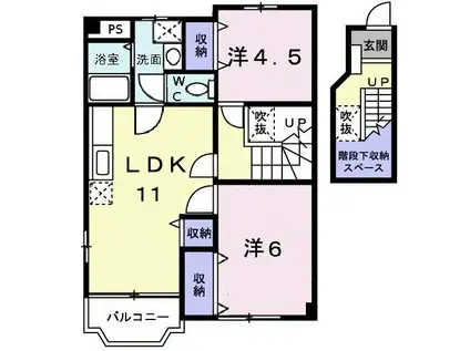 アール・ド・ヴィーヴル A(2LDK/2階)の間取り写真