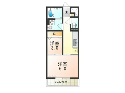 WISTERIA PLACE(1SK/1階)の間取り写真