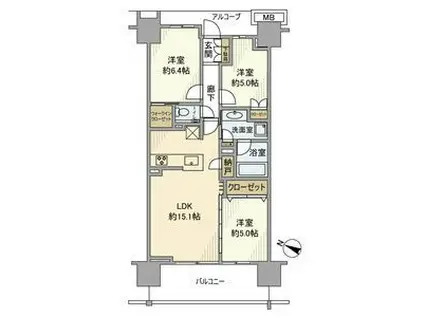 プラウド浦和高砂マークス(3LDK/7階)の間取り写真