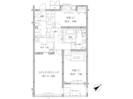 MFPRコート代官山(2LDK/3階)の間取り写真