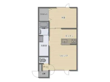 サンライフ東光(1LDK/2階)の間取り写真