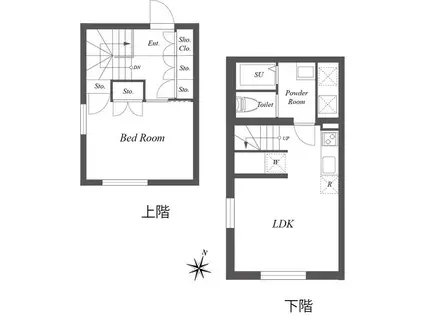 PASEO SANGENJAYA イースト ウエスト(1LDK/1階)の間取り写真