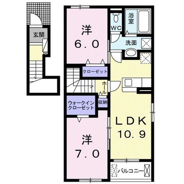 SUN16笠岡II(2LDK/2階)の間取り写真