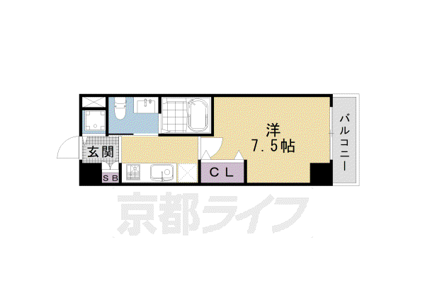 アクアプレイス京都洛南III(1K/6階)の間取り写真
