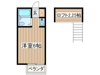 蛍田ハイツ(ワンルーム/1階)の間取り写真