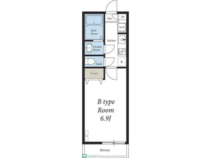 リリックコートヒロオパレスVI(1K/2階)の間取り写真
