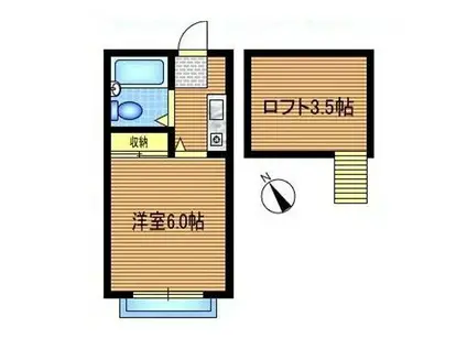 清瀬ブルーハイム(1K/1階)の間取り写真