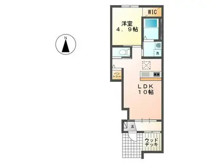 で陽当り良好(1LDK/1階)の間取り写真