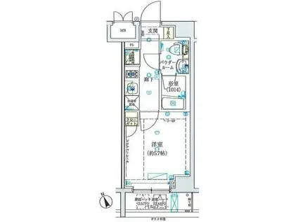 SHOKEN RESIDENCE横浜野毛山公園(1K/7階)の間取り写真
