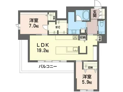 グリシーナ(2LDK/2階)の間取り写真