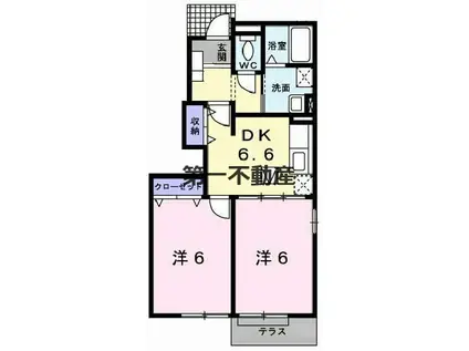 ヴィラ・ポポラーレI(2DK/1階)の間取り写真