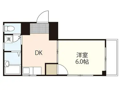 レーベン倉岡(1DK/2階)の間取り写真