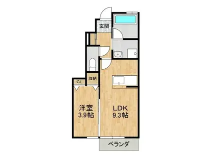 姫子ヒルズ A棟(1LDK/1階)の間取り写真