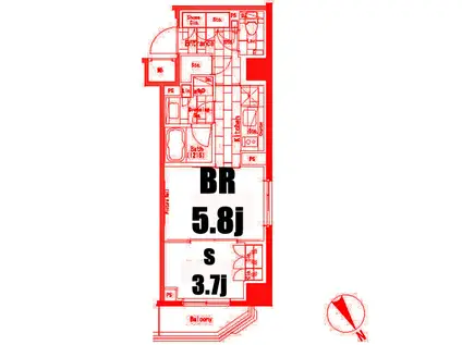 ザ・パークハビオ横浜山手(1SK/6階)の間取り写真